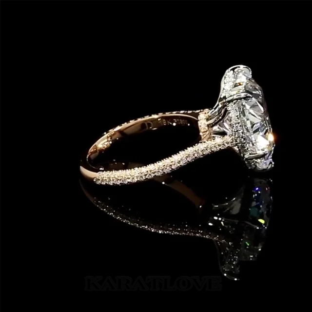 Diamantweiß Herzförmige 925er Sterlingsilber Gold Verlobungsring