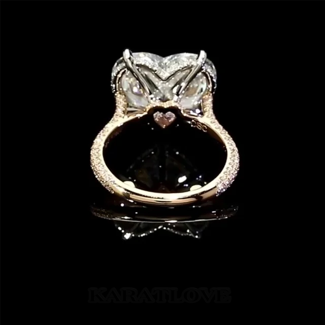 Diamantweiß Herzförmige 925er Sterlingsilber Gold Verlobungsring