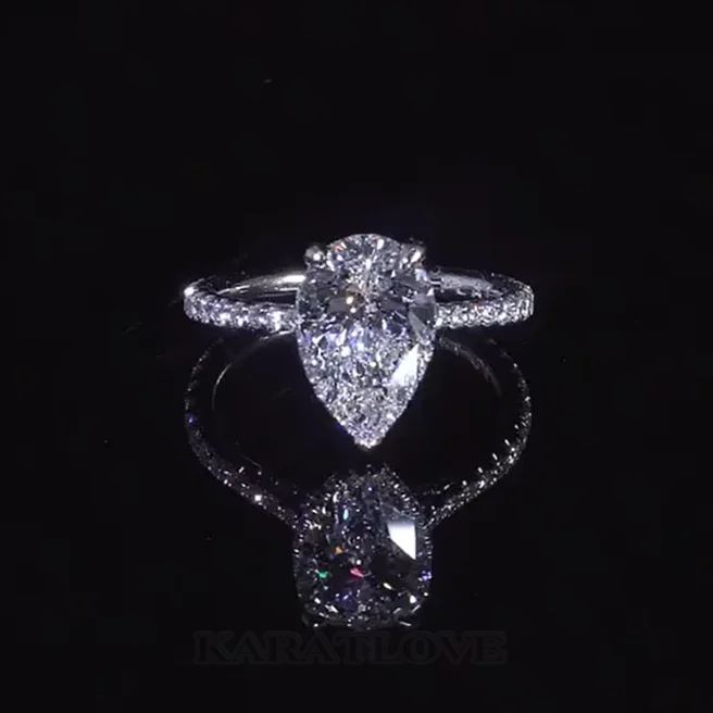 Tropfenschliff Diamantweiß 925er Sterlingsilber Halo Verlobungsring Tropfenschliff Diamantweiß 925er Sterlingsilber Halo Verlobungsring