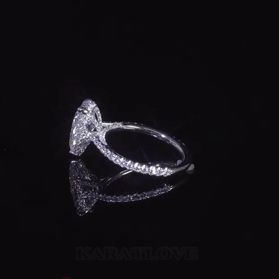 Tropfenschliff Diamantweiß 925er Sterlingsilber Halo Verlobungsring