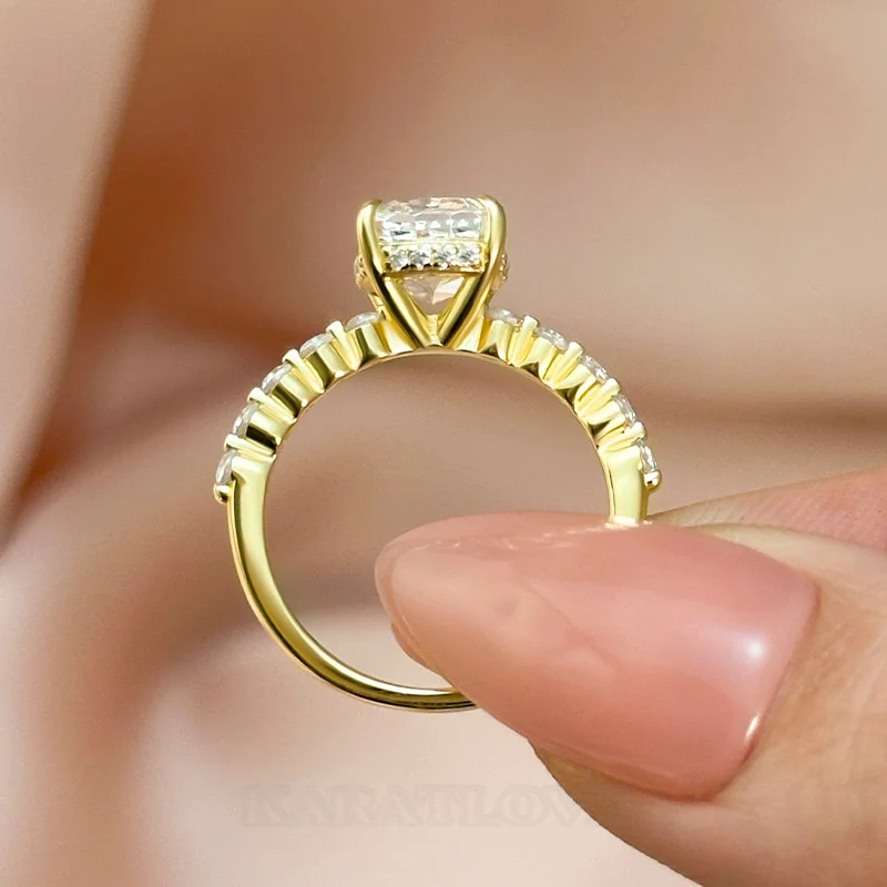 Kissenschliff Diamantweiß 925er Sterlingsilber Halo Verlobungsring