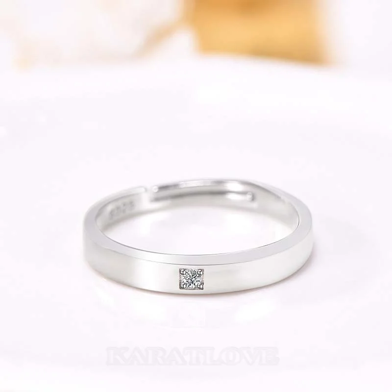 Runder Diamantweiß 925er Sterlingsilber Partnerringe