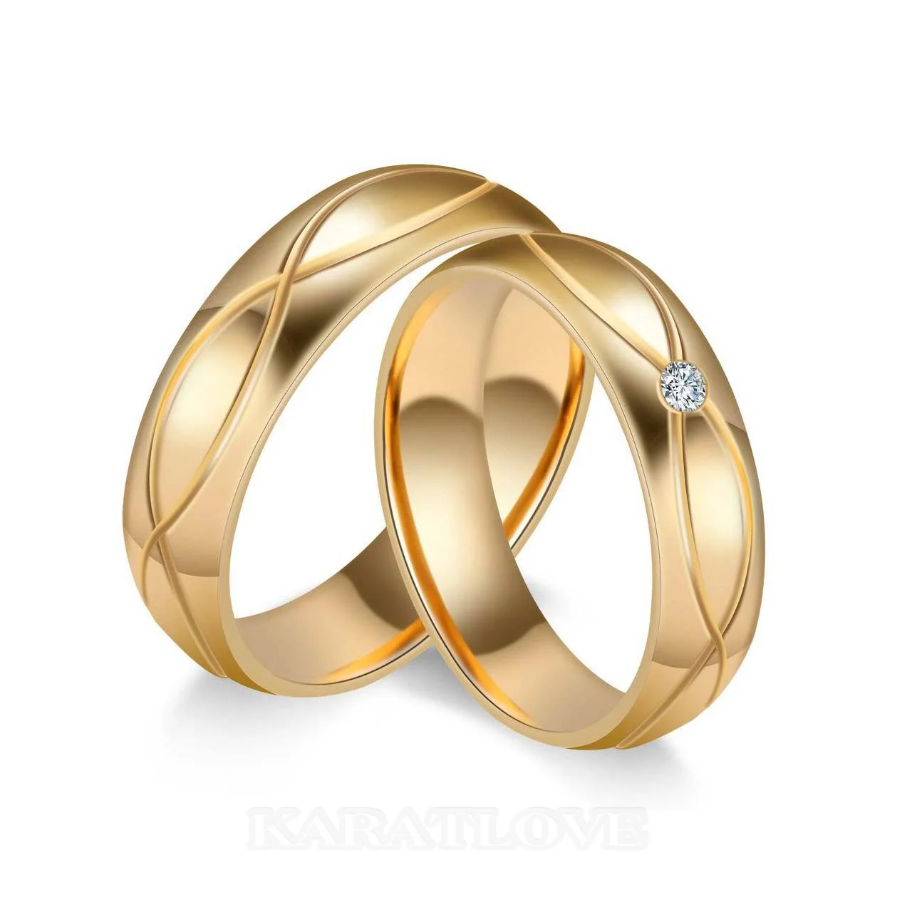 Runder Diamantweiß Gelbgold Titan Partnerringe