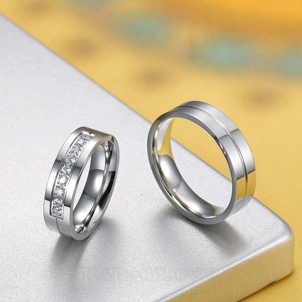 Runder Diamantweiß Titan Partnerringe