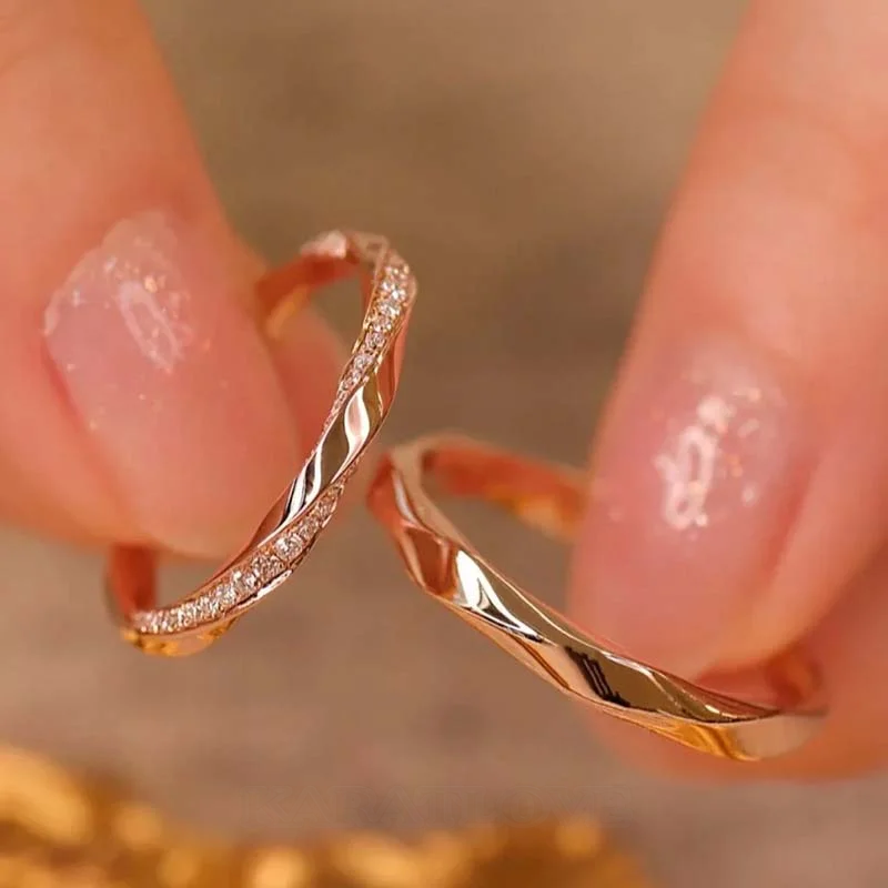 Runder Diamantweiß 925er Sterlingsilber Partnerringe
