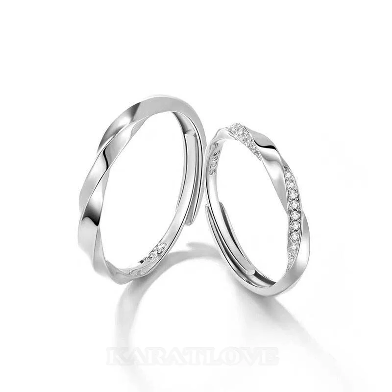 Runder Diamantweiß 925er Sterlingsilber Partnerringe