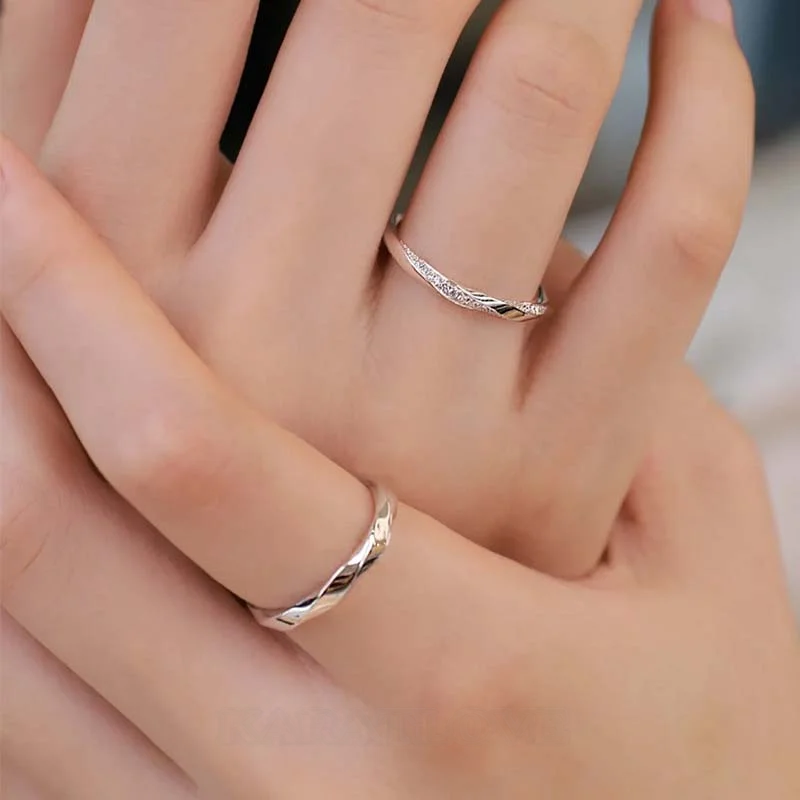 Runder Diamantweiß 925er Sterlingsilber Partnerringe