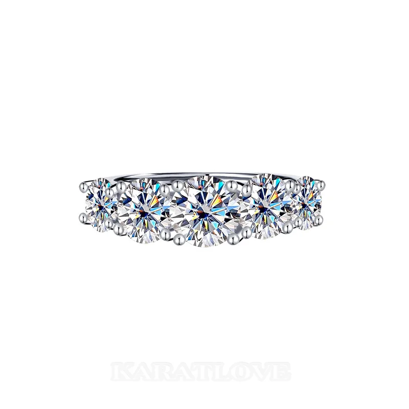 Rundschliff Moissanite Diamantweiß 925er Sterlingsilber Art-Déco Verlobungsring