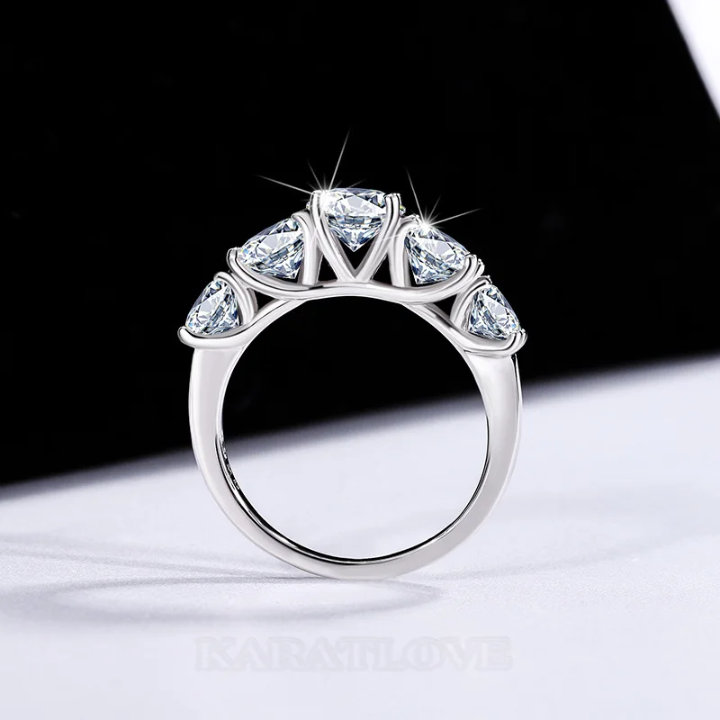 Rundschliff Moissanite Diamantweiß 925er Sterlingsilber Art-Déco Verlobungsring