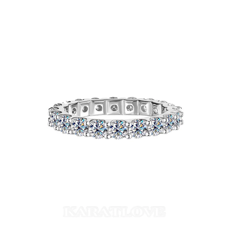 Rundschliff Moissanite Diamantweiß 925er Sterlingsilber Eheringe Rundschliff Moissanite Diamantweiß 925er Sterlingsilber Eheringe