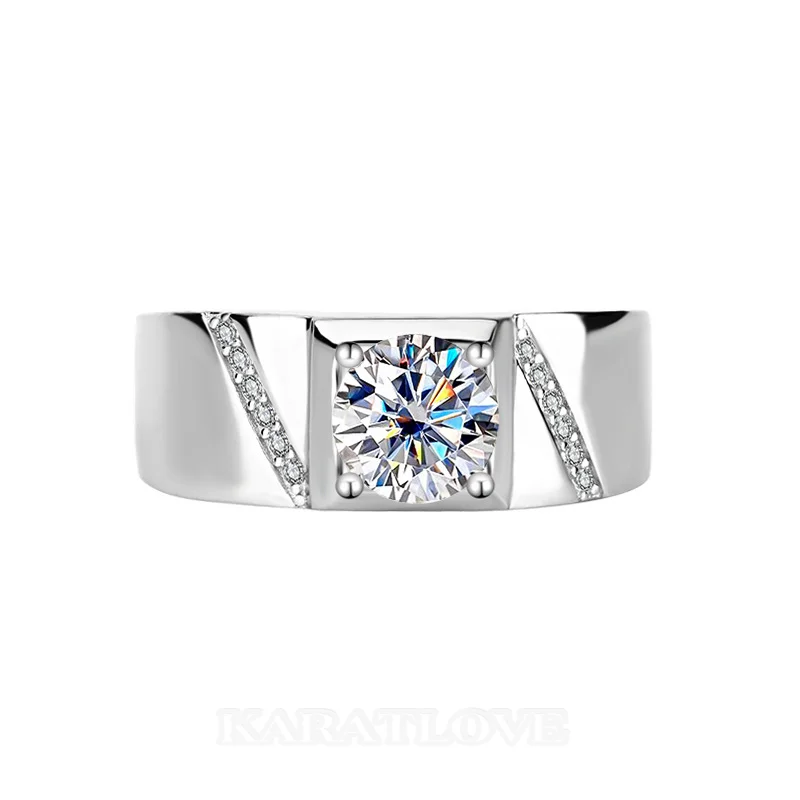 Rundschliff Moissanite Diamantweiß 925er Sterlingsilber Herrenring Rundschliff Moissanite Diamantweiß 925er Sterlingsilber Herrenring