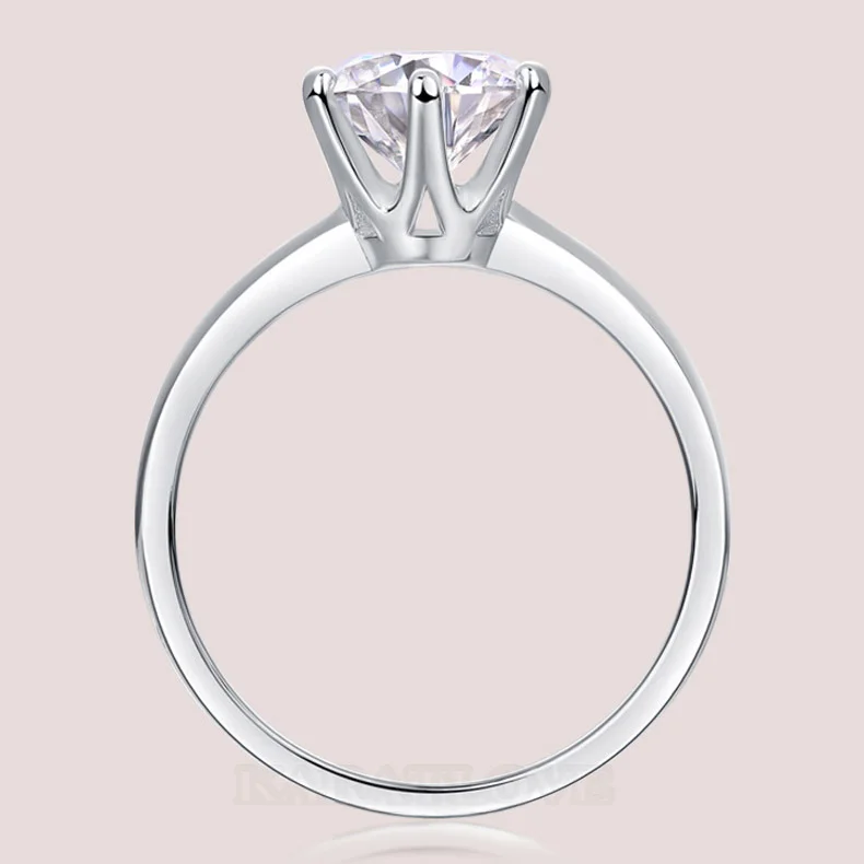 Rundschliff Moissanite Diamantweiß 925er Sterlingsilber Solitär-Verlobungsring