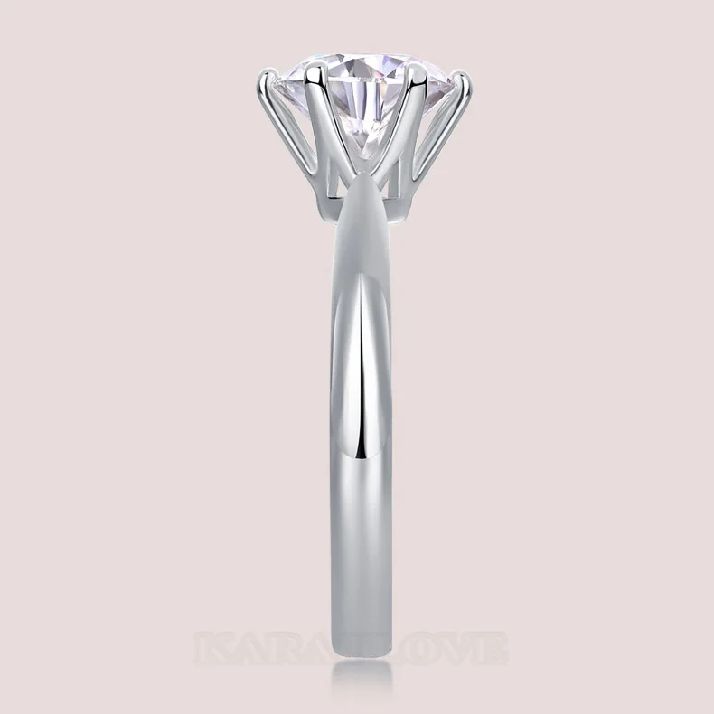 Rundschliff Moissanite Diamantweiß 925er Sterlingsilber Solitär-Verlobungsring