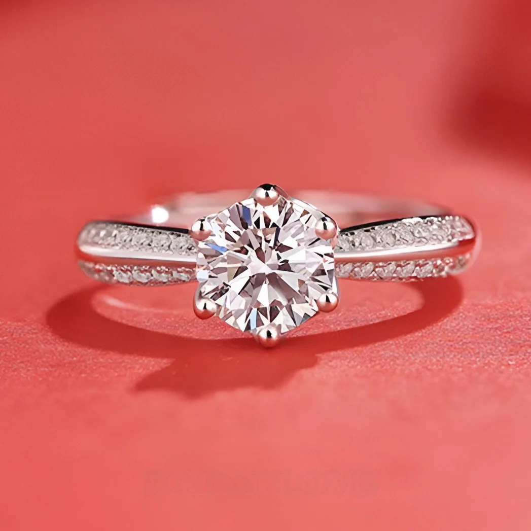 Rundschliff Moissanite Diamantweiß 925er Sterlingsilber Verstellbar Verlobungsring Rundschliff Moissanite Diamantweiß 925er Sterlingsilber Verstellbar Verlobungsring