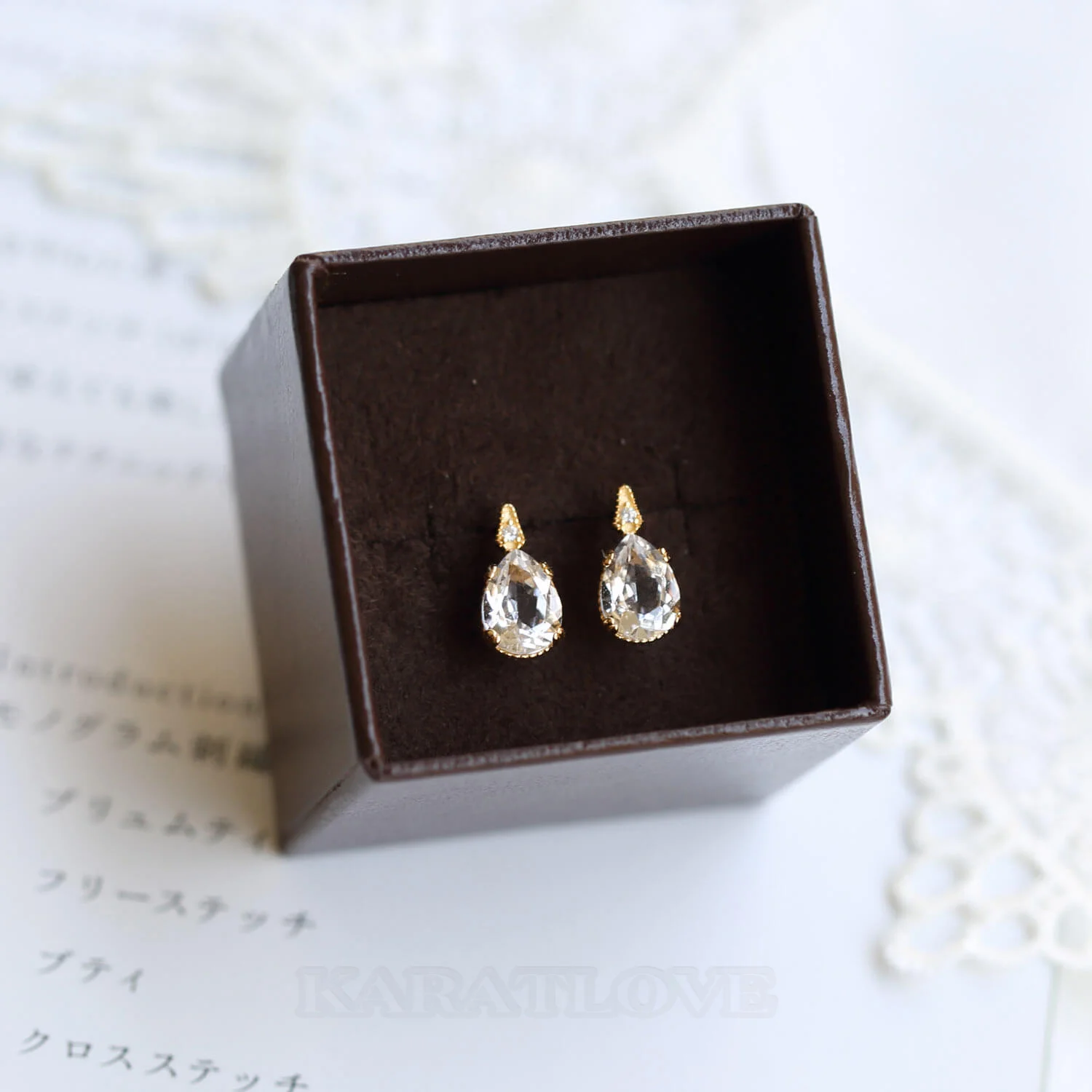 Pear 925er Sterlingsilber Kristallquarz Gelbgold Ohrstecker