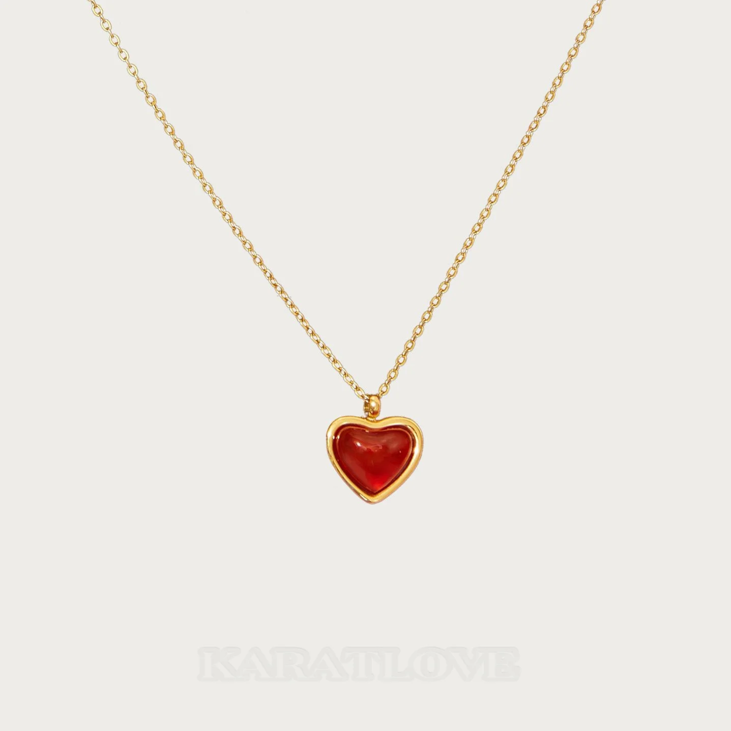 18K vergoldet Karneol Herz Halskette 18K vergoldet Karneol Herz Halskette