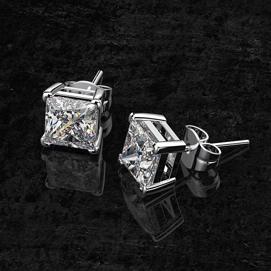 Prinzessschliff Ohrstecker aus 925er Sterlingsilber
