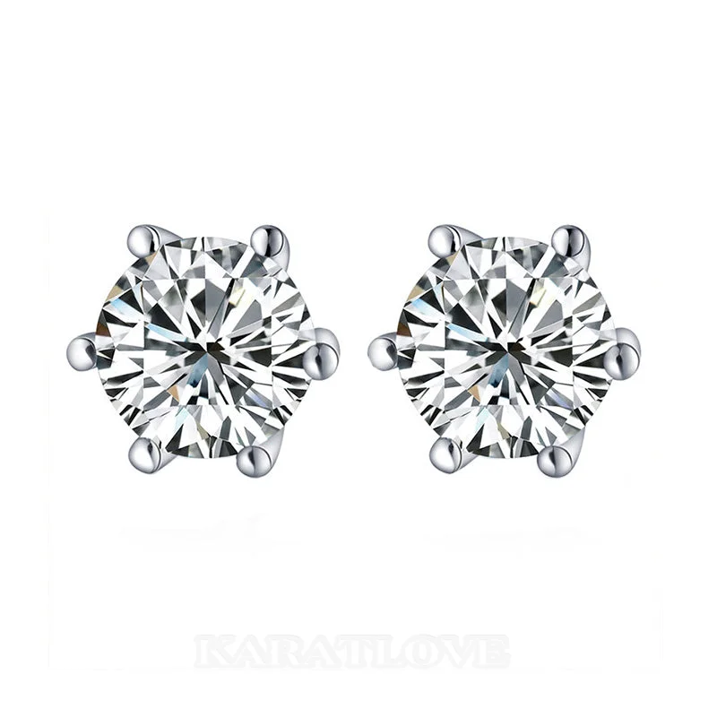 Diamantweiß Rundschliff Ohrstecker aus 925er Sterlingsilber