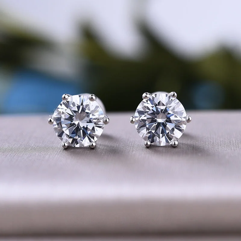 Diamantweiß Rundschliff Ohrstecker aus 925er Sterlingsilber