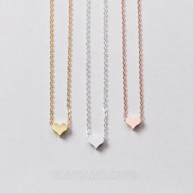 Minimalistische kleine Herz-Halskette aus Silber/Gold/Roségold/Titan