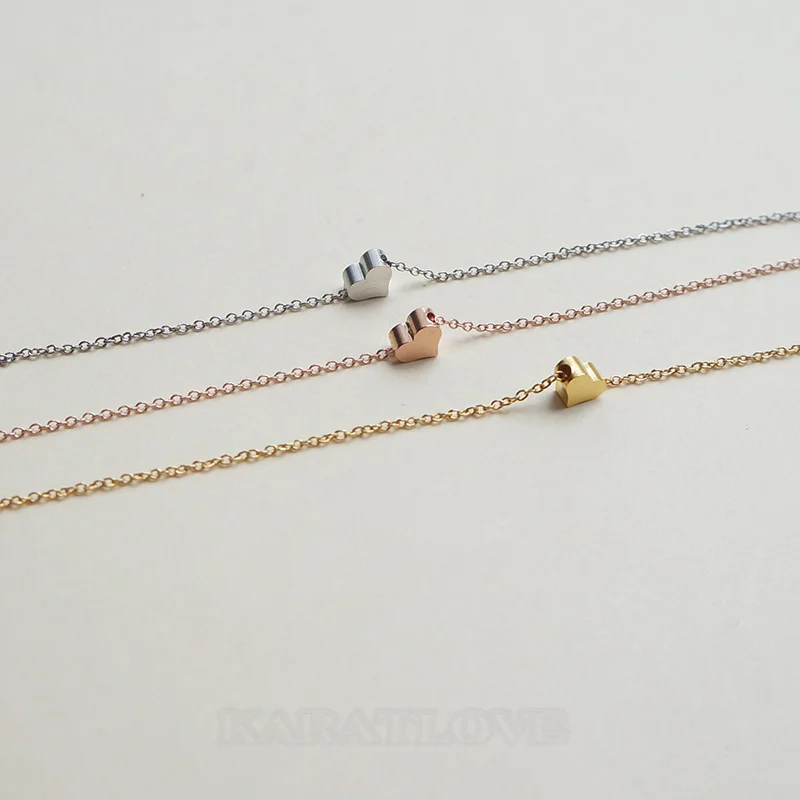Minimalistische kleine Herz-Halskette aus Silber/Gold/Roségold/Titan