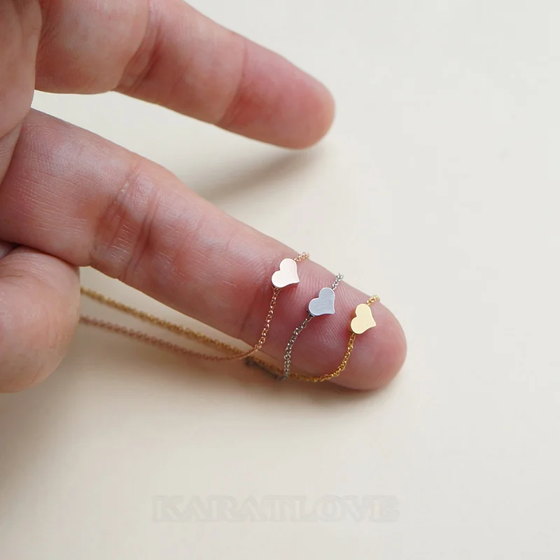 Minimalistische kleine Herz-Halskette aus Silber/Gold/Roségold/Titan