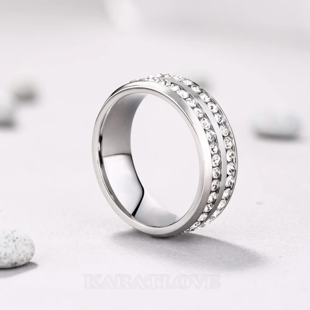 Diamantweiß Rundschliff Titan Steel Herrenring