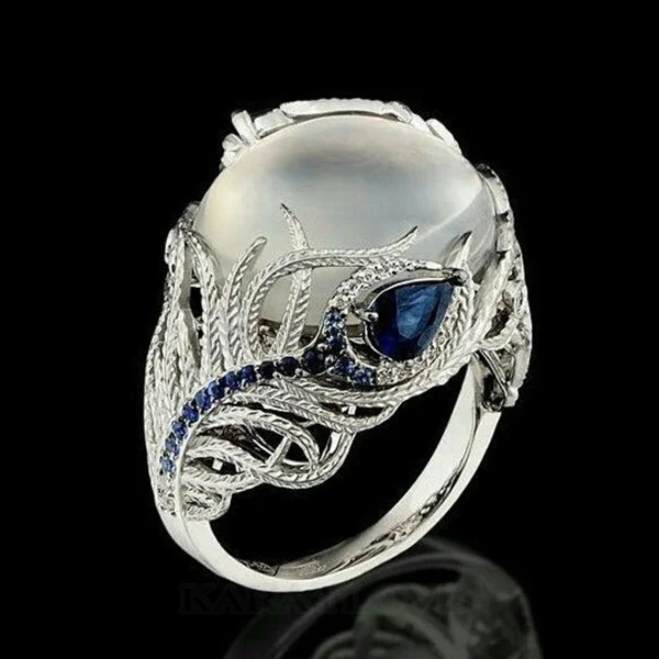Floraler Mondstein-Ring für Damen
