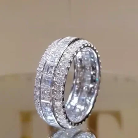 Prinzessschliff Diamantweiß Ringband aus 925er Sterlingsilber