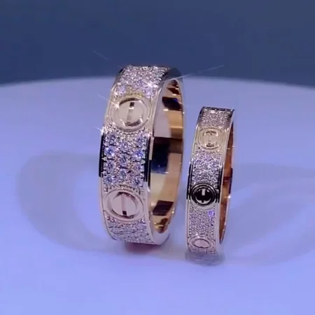 Rundschliff Diamantweiß Roségold Partnerringe aus 925er Sterlingsilber