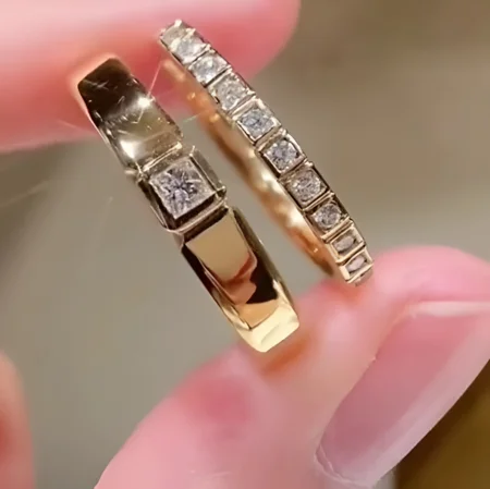 Paar-Ringe aus weißem Sterlingsilber mit Princess-Schliff-Diamant
