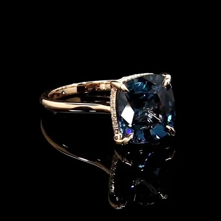 Kissenschliff Saphirblau Roségold Verlobungsring aus 925er Sterlingsilber