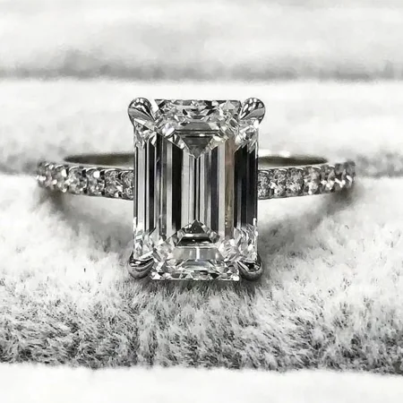 Smaragdschliff Diamantweiß 925er Sterlingsilber Klassisch Verlobungsring
