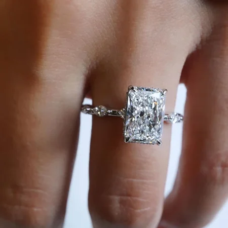 Radiantschliff Diamantweiß 925er Sterlingsilber Klassisch Verlobungsring