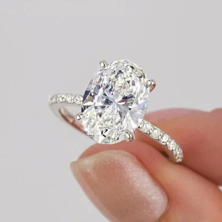 Ovalschnitt Diamantweiß 925er Sterlingsilber Verlobungsring