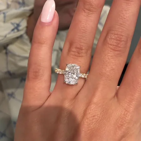 Kissenschliff Diamantweiß 925er Sterlingsilber Gelbgold Halo Verlobungsring