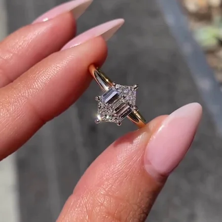 Smaragdschliff Diamantweiß 925er Sterlingsilber Gelbgold Solitär-Verlobungsring