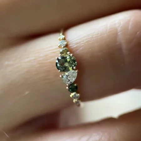 Ovalschnitt Peridotgrün 925er Sterlingsilber Gelbgold Verlobungsring