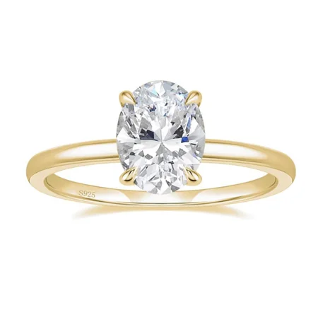 Ovalschnitt Diamantweiß 925er Sterlingsilber Solitär-Verlobungsring