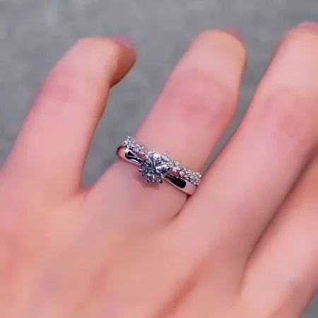 Rundschliff Diamantweiß 925er Sterlingsilber Klassisch Solitärring-Sets