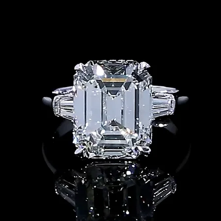 Smaragdschliff Diamantweiß 3-Steine Verlobungsring aus 925er Sterlingsilber