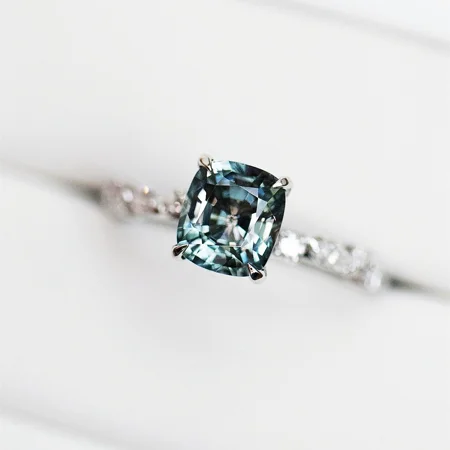 Radiantschliff Aquamarinblau 925er Sterlingsilber Verlobungsring