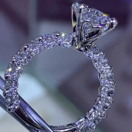 Radiantschliff Diamantweiß Art-Déco Verlobungsring aus 925er Sterlingsilber