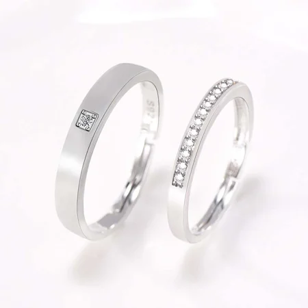 Runder Diamantweiß 925er Sterlingsilber Partnerringe