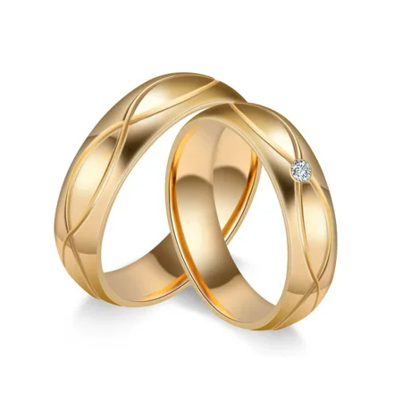 Runder Diamantweiß Gelbgold Titan Partnerringe