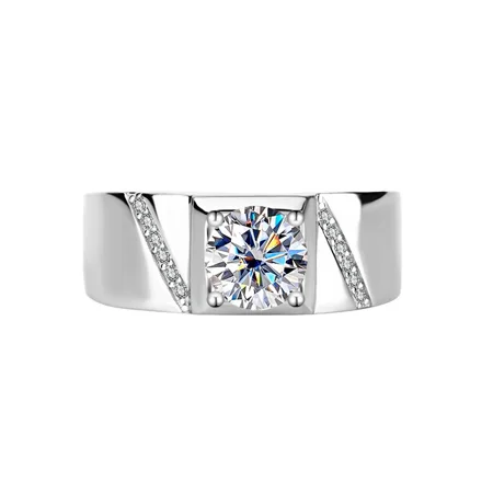 Rundschliff Moissanite Diamantweiß 925er Sterlingsilber Herrenring