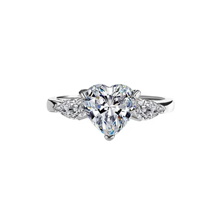 Herzförmige Moissanite Diamantweiß 925er Sterlingsilber 3-Steine Verlobungsring