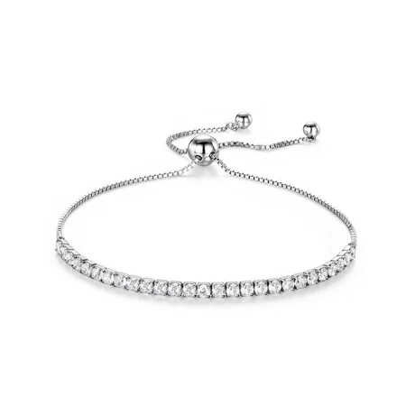 Runder Diamantweiß 925er Sterlingsilber Verstellbar Armband
