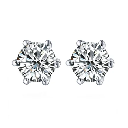 Diamantweiß Rundschliff Ohrstecker aus 925er Sterlingsilber