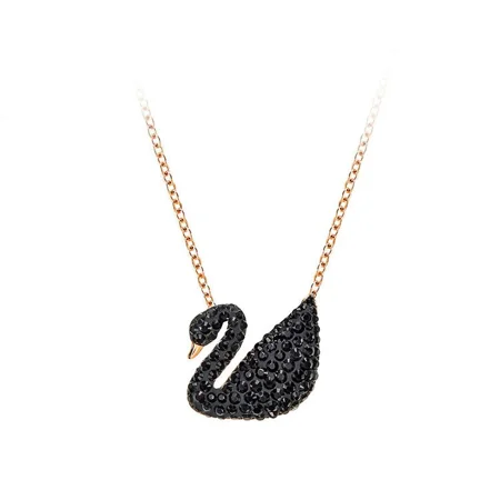Roségold Tiefschwarz Swan Halskette aus 925er Sterlingsilber